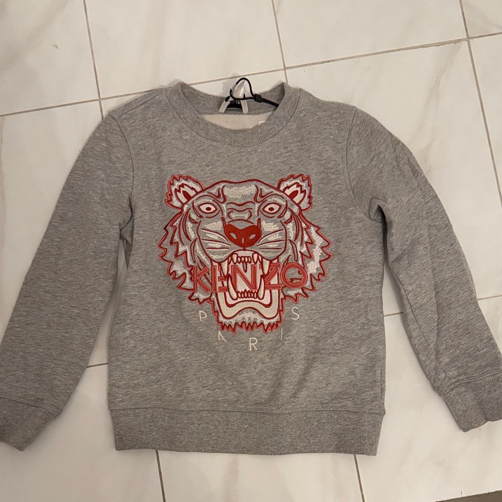 Kenzo Kids Gray and Red Tiger Sweatshirt